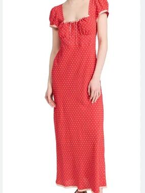RIXO Marisa red polka dot maxi dress